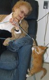 Therapy kitten Theo with Grandma - photo by Jim Stokoe