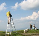 Dog Pearls mountaintop shoot - Shane, dogs, helpers 