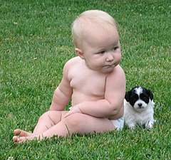 Two babies: Rosie and her friend